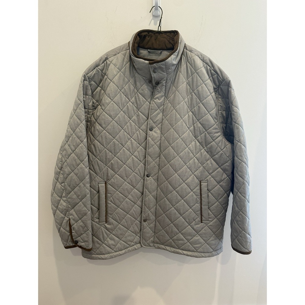 Cremieux Mens Quilted Grey Suede Detail Snap Up 3XB Long Sleeve Jacket